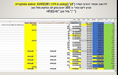 פונקציית DATEDIF